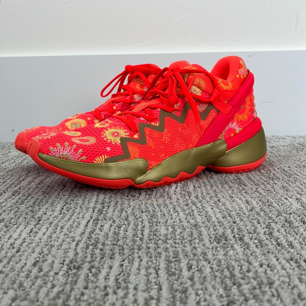 adidas basketball shoes, bright orange, size 10M